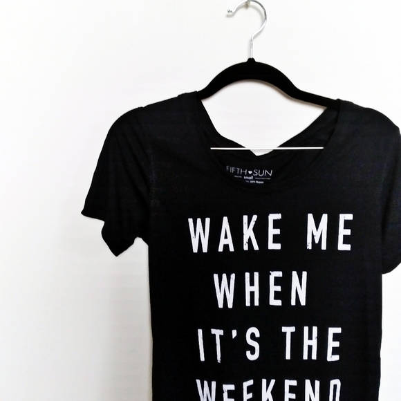 Fifth Sun Black and White Weekend Graphic T Shirt - Picture 5 of 6